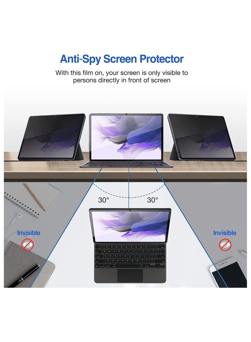 Privacy Screen Protector for Galaxy Tab S8 Plus 2022 / Tab S7 FE 2021 / Galaxy Tab S7 Plus 2020 12.4-inch Anti Spy Tempered Glass Tinted Screen Film Protector - Image 4